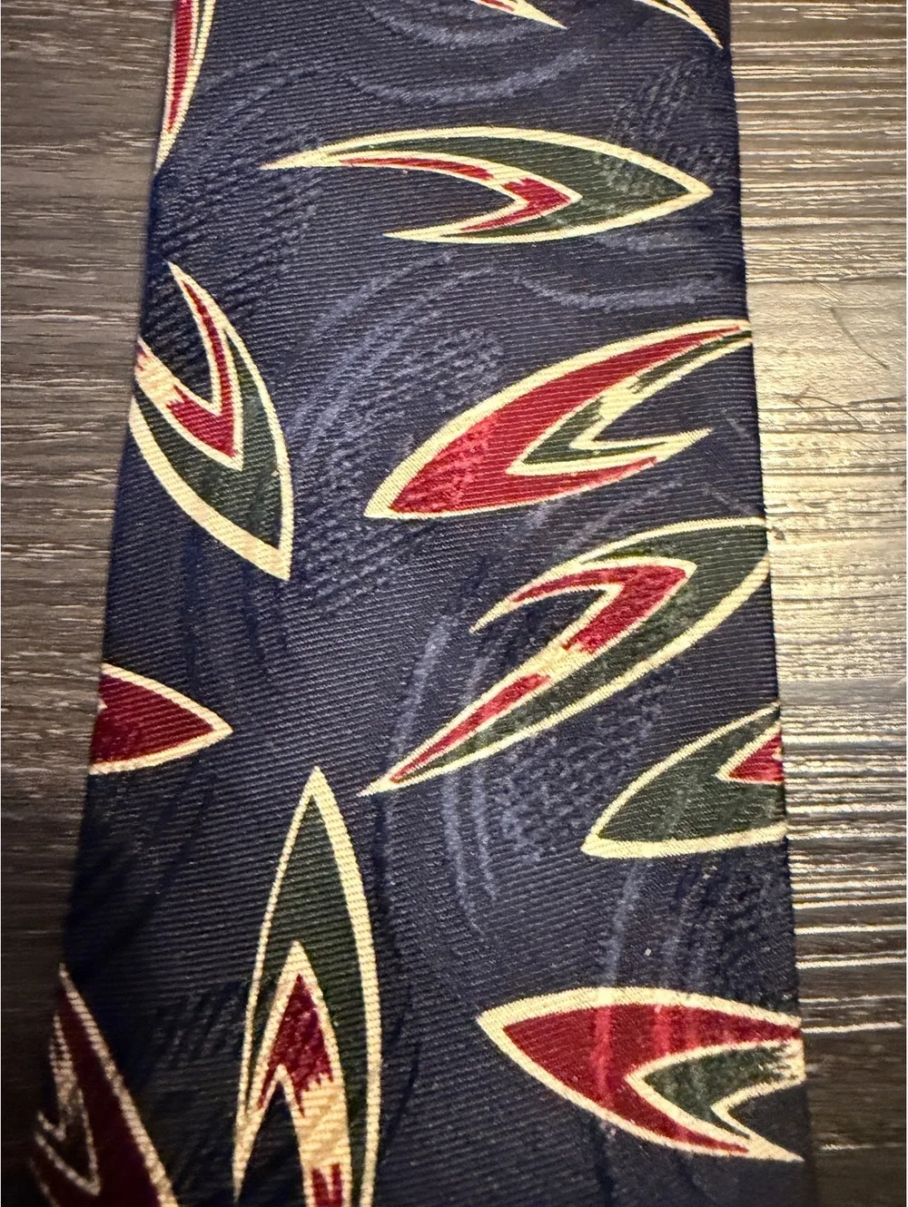 Vtg Hugo Boss Navy Geometric Silk Tie